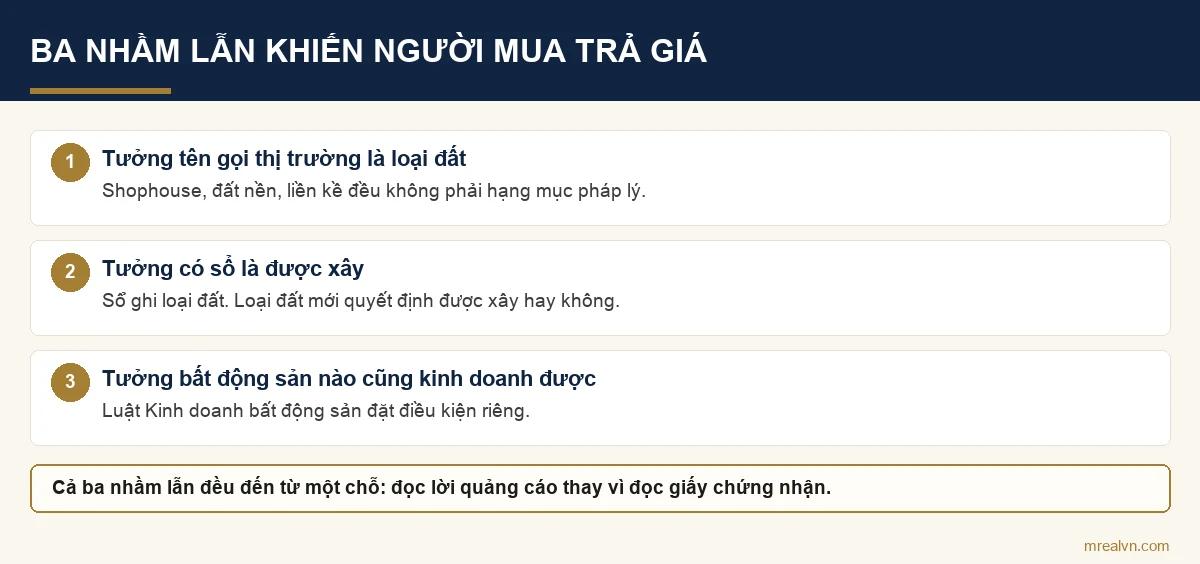 Sơ đồ ba nhầm lẫn phổ biến của người mua bất động sản