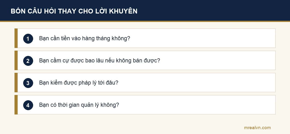 Sơ đồ bốn câu hỏi tự chọn giữa đất nền và chung cư