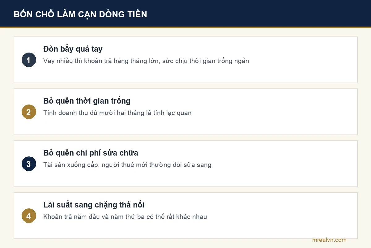 Sơ đồ bốn chỗ làm cạn dòng tiền nhanh nhất khi đầu tư bất động sản