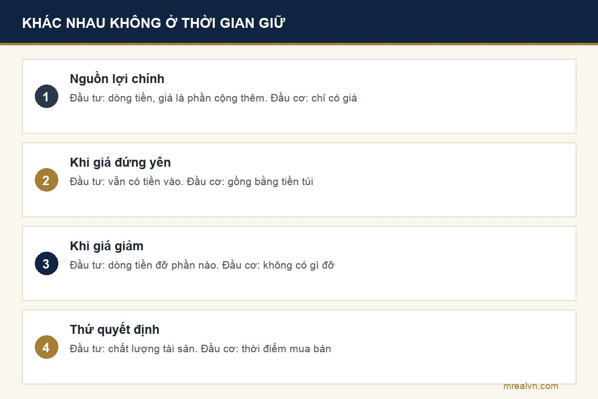 Bảng so sánh đầu tư và đầu cơ bất động sản theo bốn tiêu chí