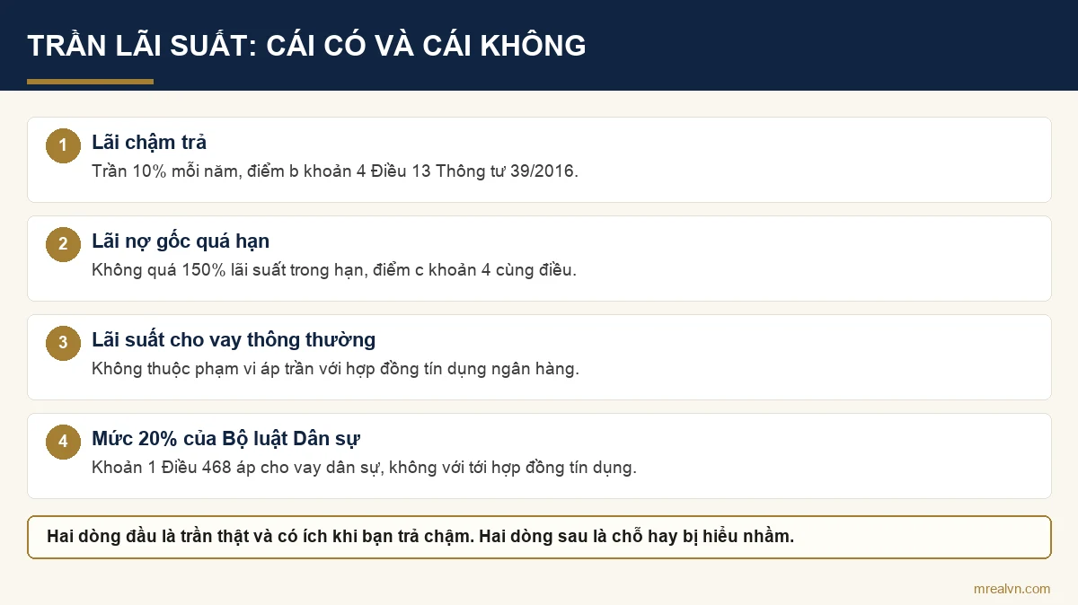 Sơ đồ các mức trần lãi suất áp dụng và không áp dụng cho vay mua nhà