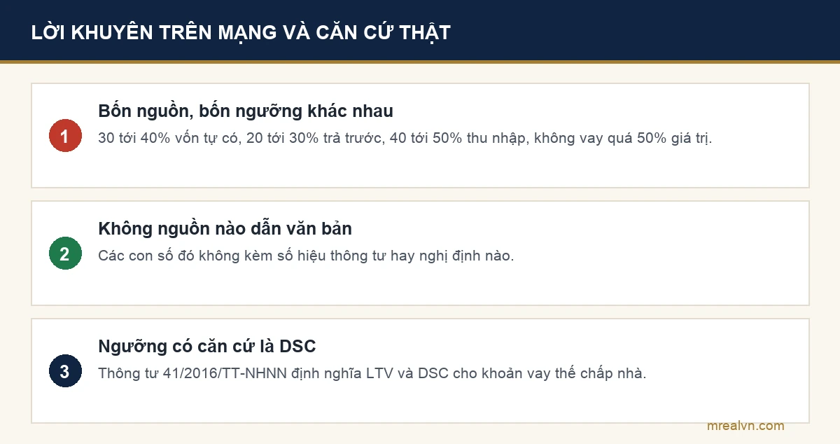 Sơ đồ đối chiếu bốn lời khuyên phổ biến trên mạng và căn cứ thật của chúng