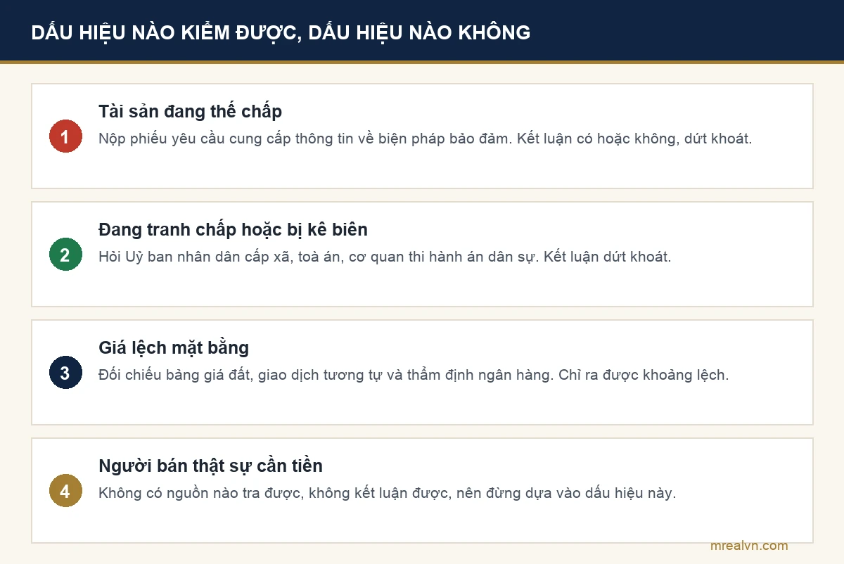 Sơ đồ các dấu hiệu của một căn rao ngộp và dấu hiệu nào kiểm được bằng nguồn chính thức