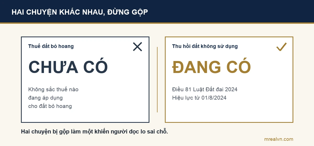 Sơ đồ phân biệt thuế đất bỏ hoang và quy định thu hồi đất