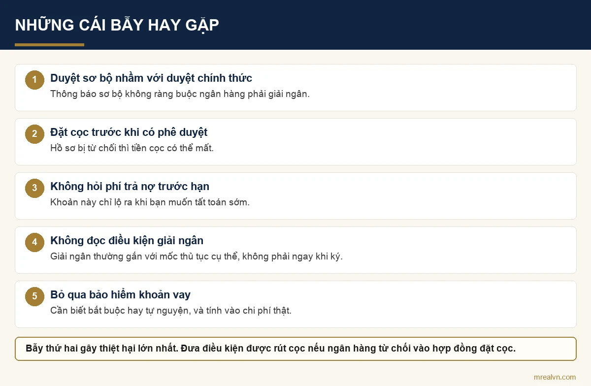 Sơ đồ năm cái bẫy thường gặp trong quy trình vay mua nhà