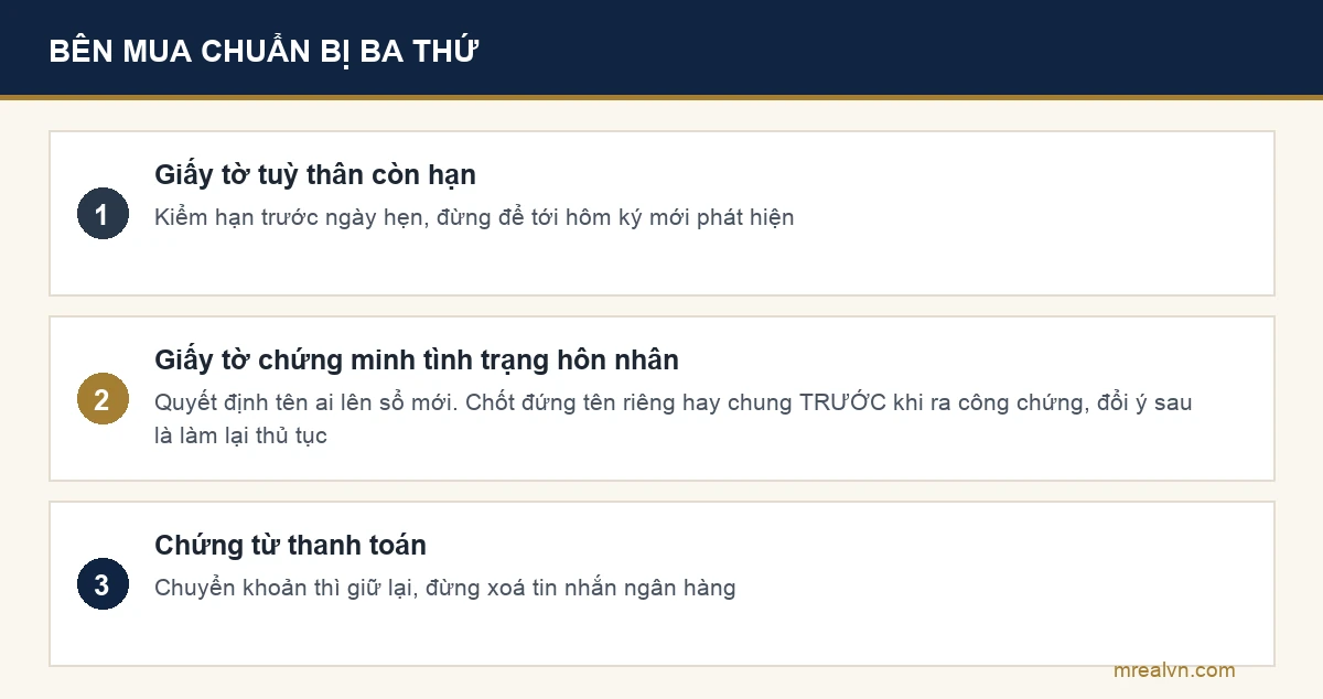 Sơ đồ ba thứ bên mua cần chuẩn bị khi mua nhà đất