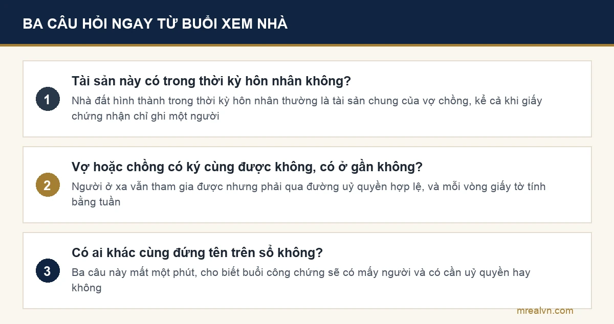 Sơ đồ ba câu nên hỏi ngay khi đi xem nhà để biết buổi công chứng cần mấy chữ ký