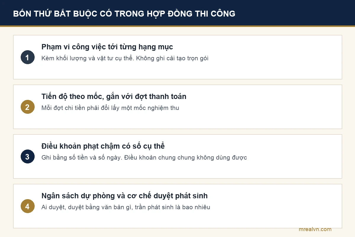 Bốn nội dung bắt buộc có trong hợp đồng thi công cải tạo nhà