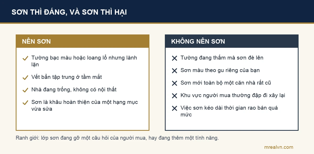 Hai cột đối lập, khi nào nên sơn lại trước khi bán và khi nào không nên