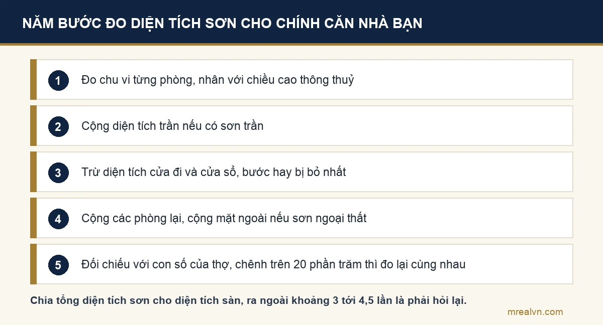 Năm bước tính diện tích cần sơn của một căn nhà