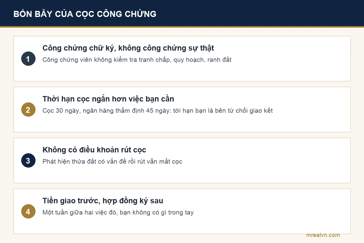 Bốn bẫy của hợp đồng đặt cọc công chứng