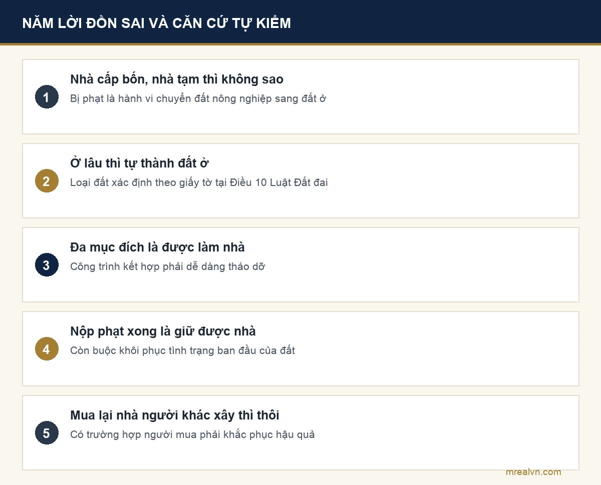 Năm lời đồn sai về xây nhà trên đất nông nghiệp và căn cứ pháp luật để tự kiểm