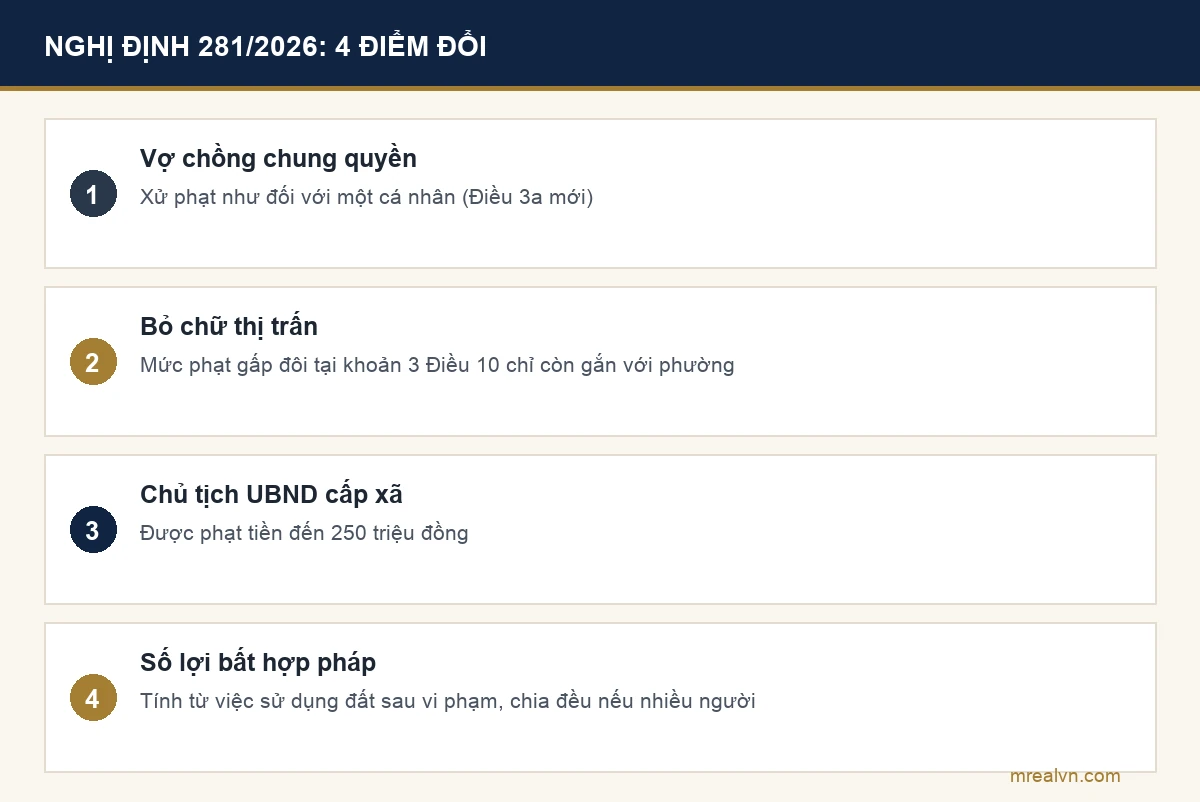 Bốn điểm Nghị định 281/2026/NĐ-CP sửa trong xử phạt vi phạm hành chính về đất đai từ 31/8/2026