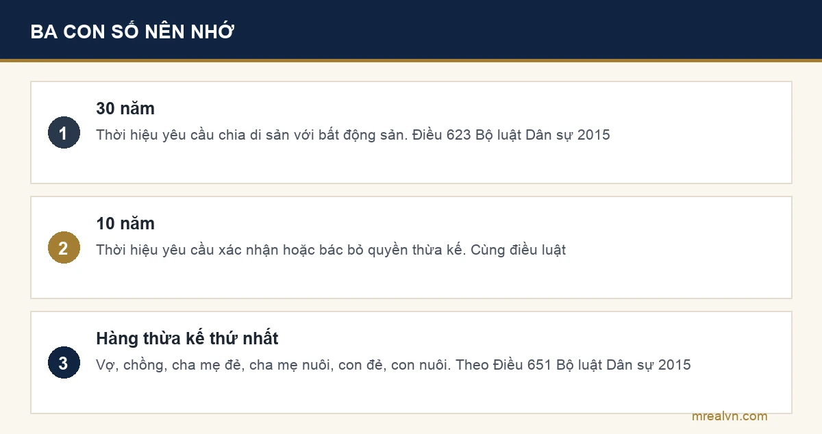 Sơ đồ ba con số nên nhớ về thừa kế đất đai