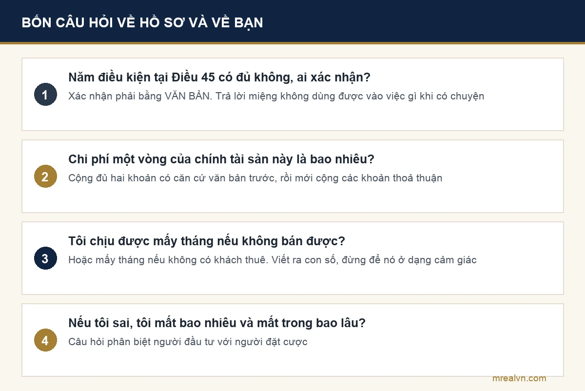 Sơ đồ bốn câu hỏi nên đặt trước khi xuống tiền ở cả hai chiến lược