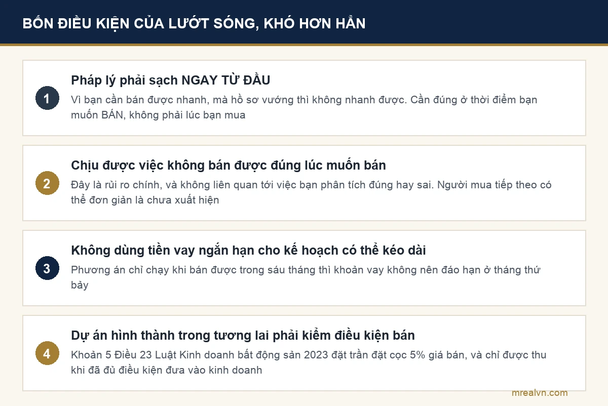 Sơ đồ bốn điều kiện của chiến lược lướt sóng bất động sản