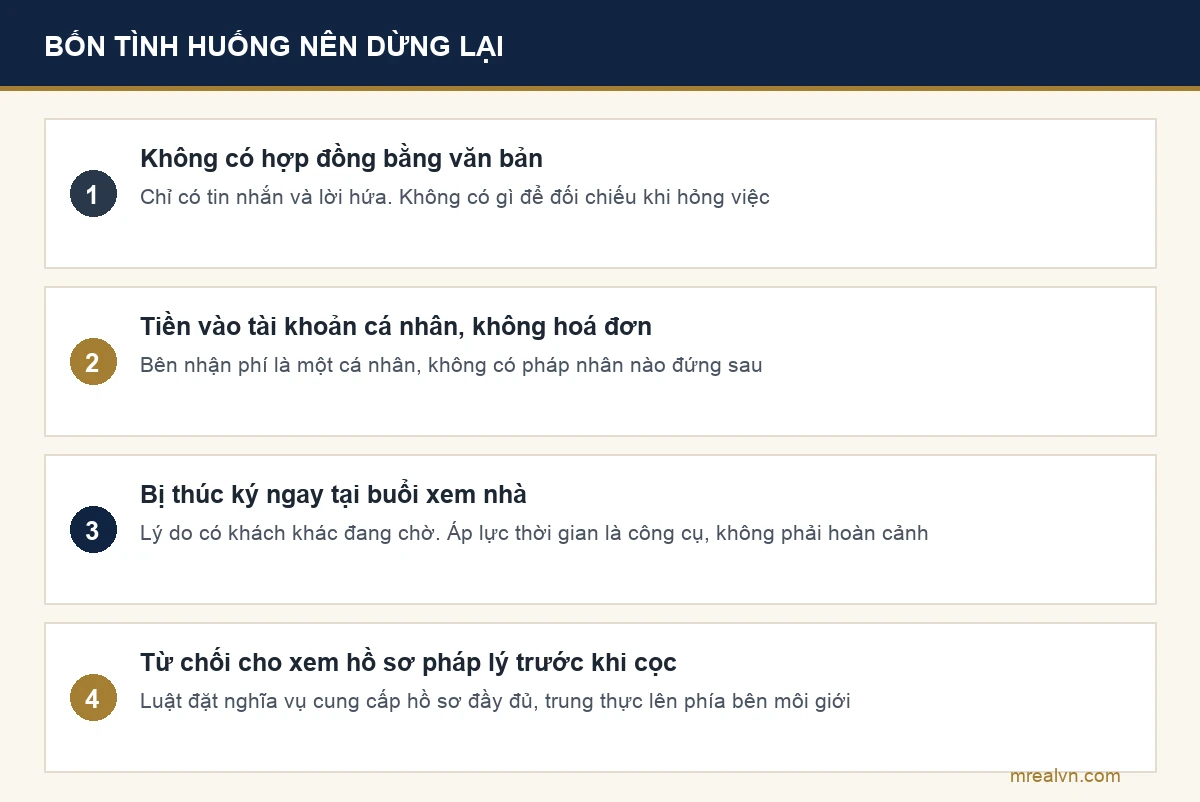 Bốn tình huống nên dừng lại trước khi trả phí môi giới