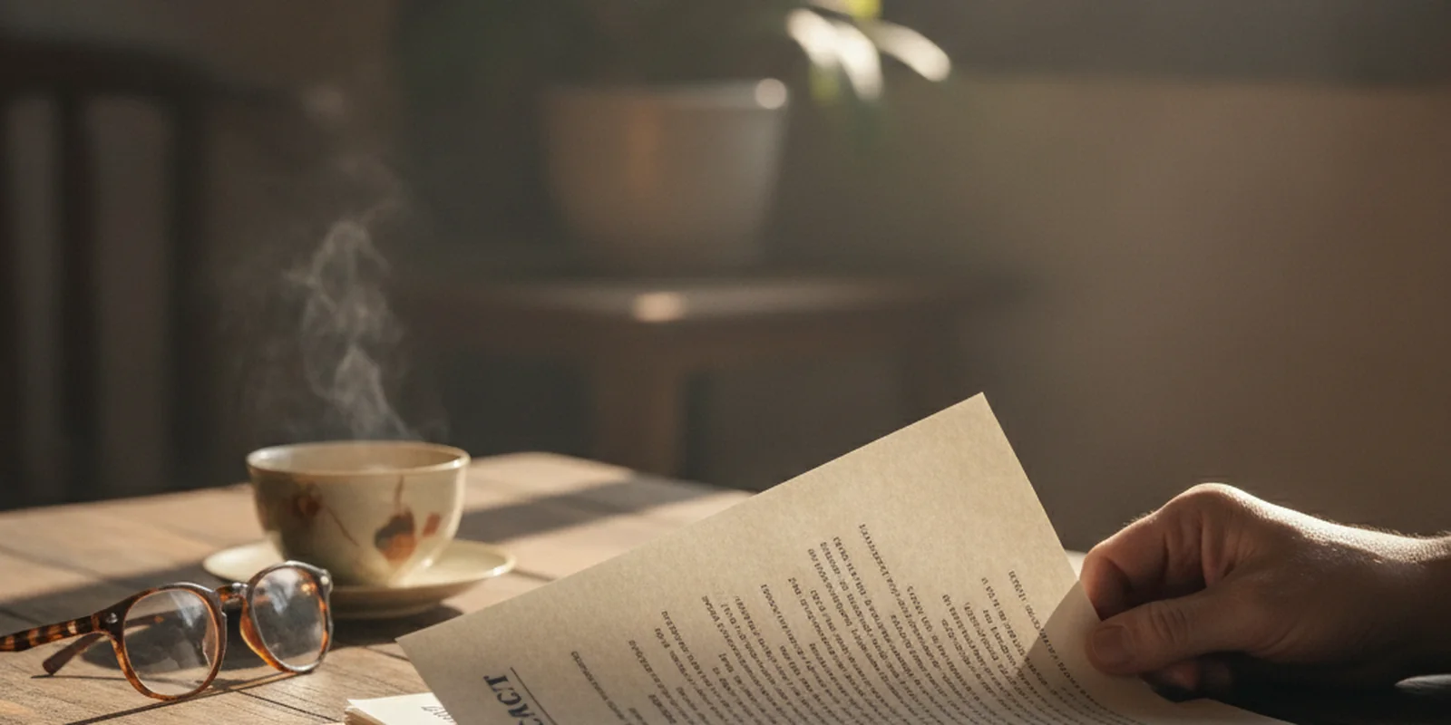 Bàn tay đang lật từng trang một bản hợp đồng dịch vụ nhiều trang, minh hoạ việc đọc kỹ điều khoản trước khi ký