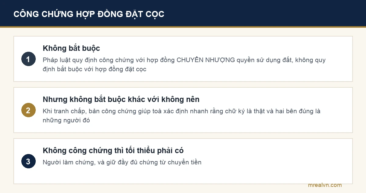 Sơ đồ giải đáp hợp đồng đặt cọc có bắt buộc công chứng không