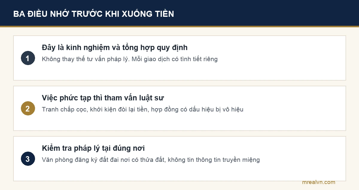 Sơ đồ ba lưu ý trước khi hành động với hợp đồng đặt cọc