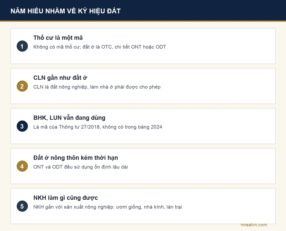 Năm hiểu nhầm hay gặp về ký hiệu các loại đất và cách hiểu đúng theo Luật Đất đai 2024 và Thông tư 08/2024/TT-BTNMT