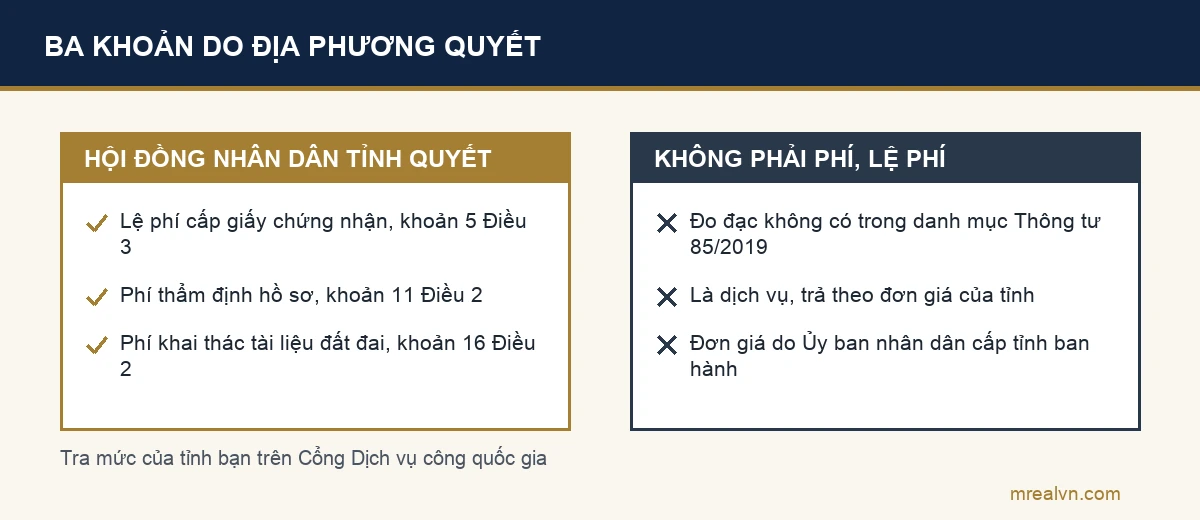 Phân biệt khoản phí lệ phí do Hội đồng nhân dân cấp tỉnh quyết và khoản đo đạc là dịch vụ theo đơn giá của tỉnh