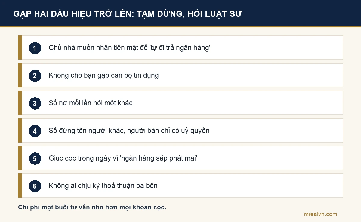 Sáu dấu hiệu nên dừng lại khi mua nhà đang thế chấp