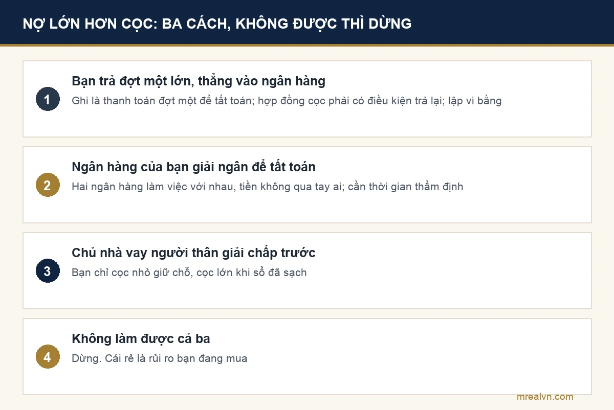Ba cách xử lý khi khoản nợ ngân hàng lớn hơn tiền cọc