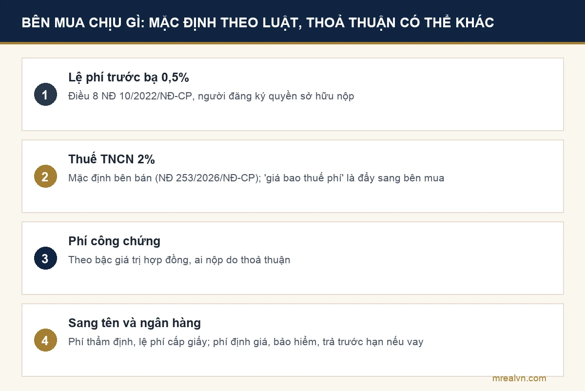Bảng chi phí bên mua chịu khi mua nhà năm 2026