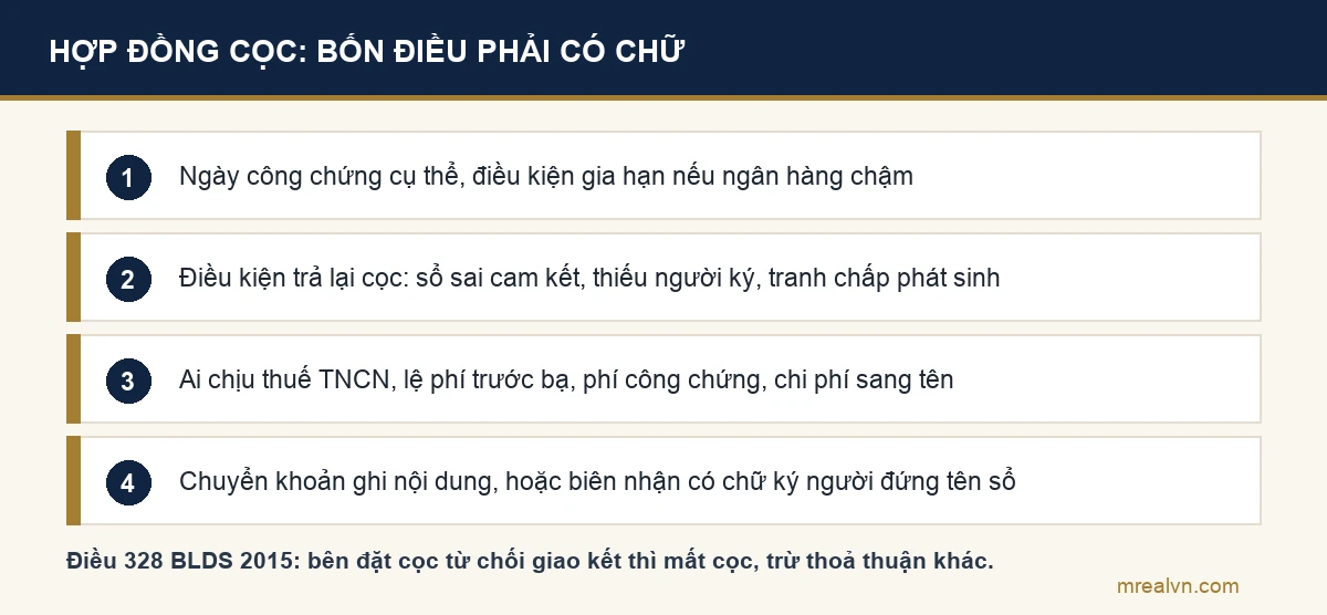Bốn điều phải ghi trong hợp đồng đặt cọc mua nhà