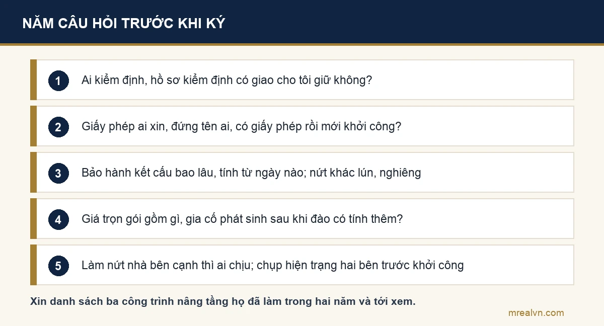 Năm câu hỏi phải hỏi nhà thầu trước khi ký hợp đồng nâng tầng