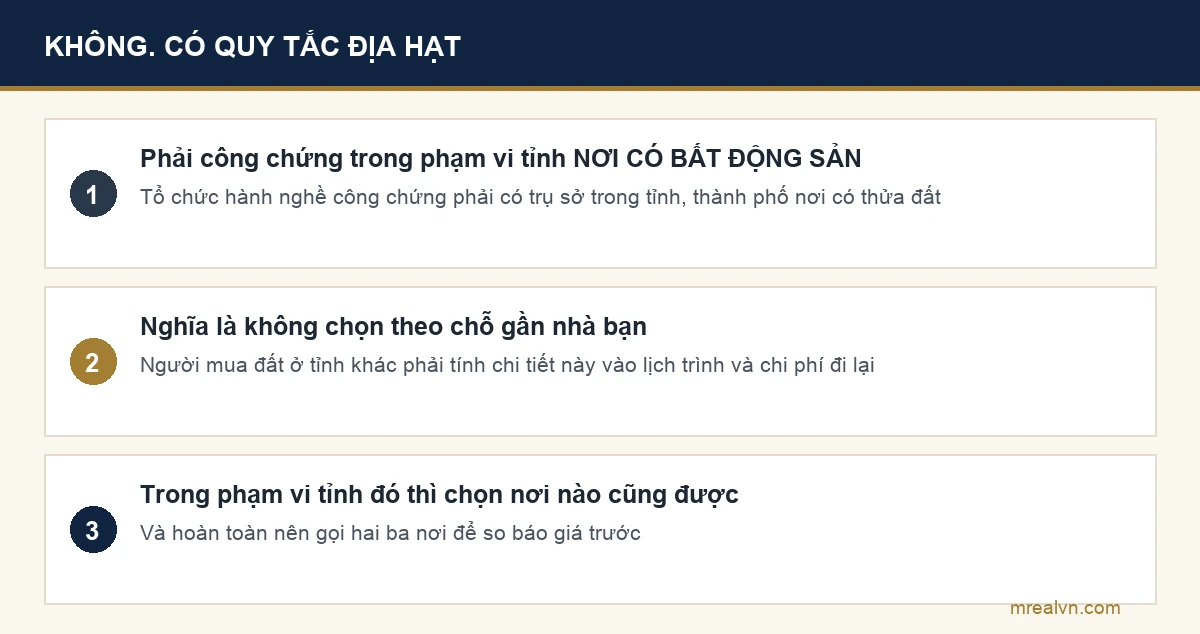 Sơ đồ quy tắc địa hạt khi chọn nơi công chứng nhà đất