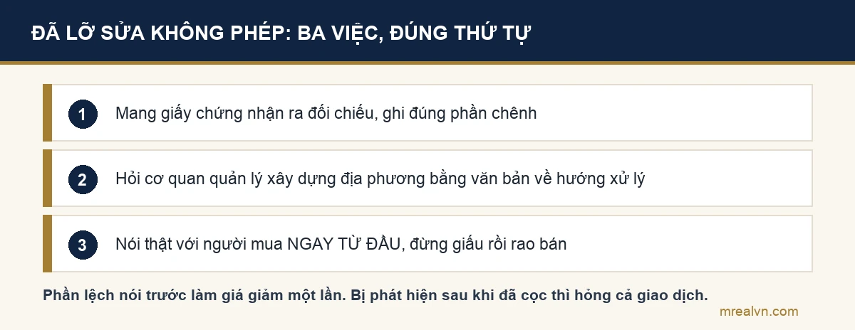 Sơ đồ ba việc nên làm nếu đã lỡ sửa nhà không phép