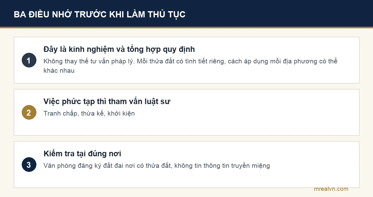 Sơ đồ ba lưu ý trước khi hành động với thủ tục sang tên sổ đỏ