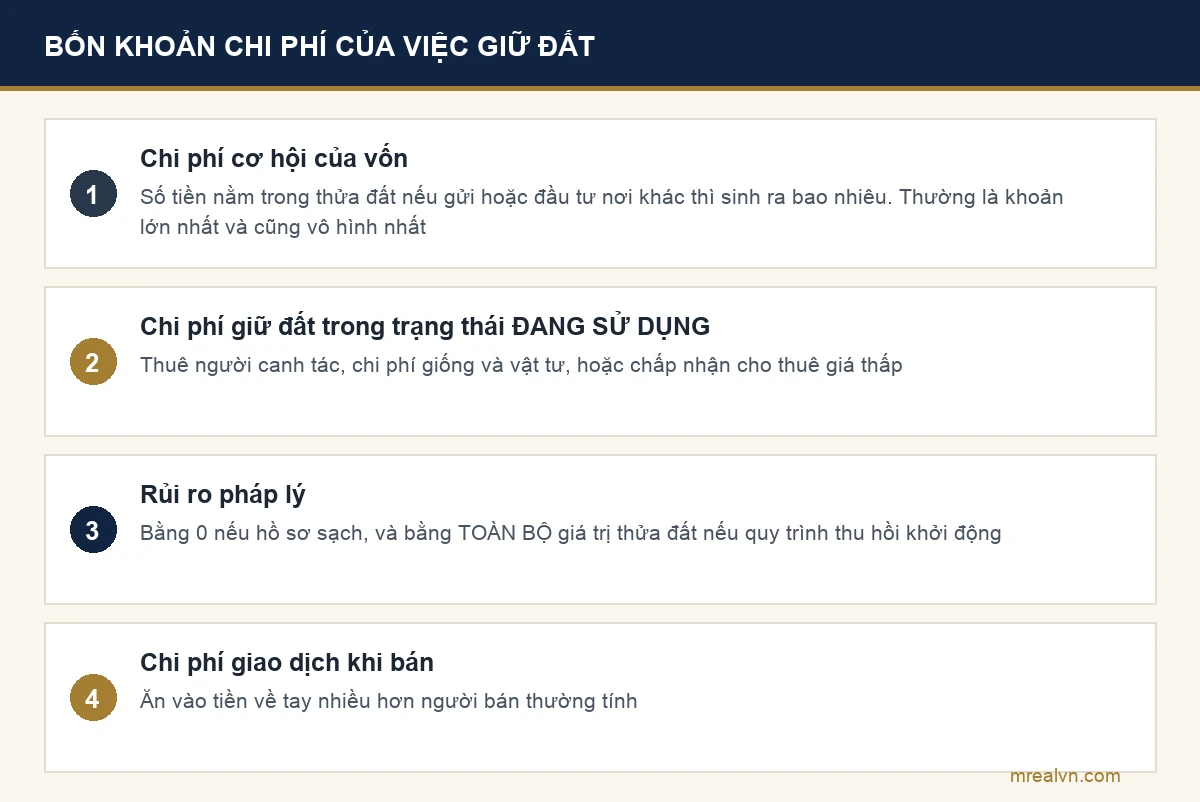 Sơ đồ bốn khoản chi phí của việc giữ đất nông nghiệp không canh tác
