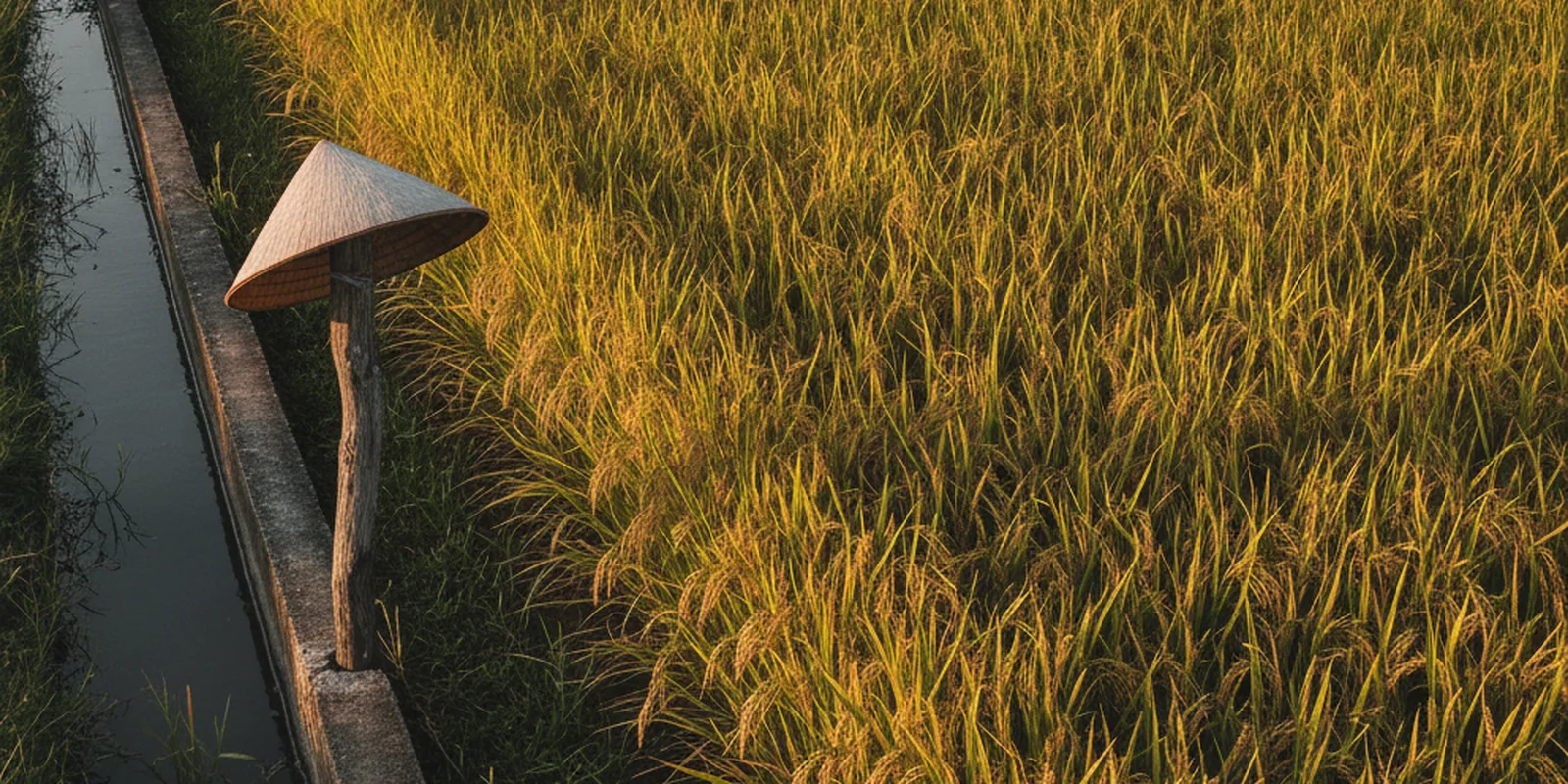Ảnh thửa ruộng lúa chín vàng chuẩn bị thu hoạch, đất trồng cây hàng năm được miễn thuế sử dụng đất nông nghiệp