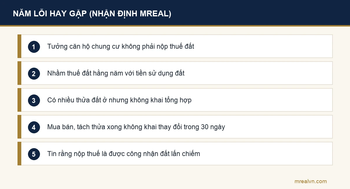 Năm lỗi hay gặp khi nộp thuế sử dụng đất phi nông nghiệp, nhận định của MREAL