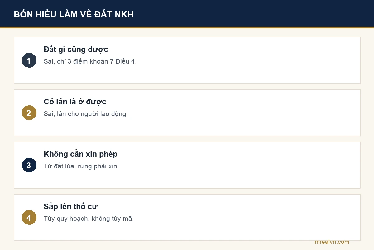 Bốn hiểu lầm về đất nông nghiệp khác: không phải đất gì cũng được, có lán không phải được ở, chuyển từ đất lúa phải xin phép, mã NKH không bảo đảm lên thổ cư