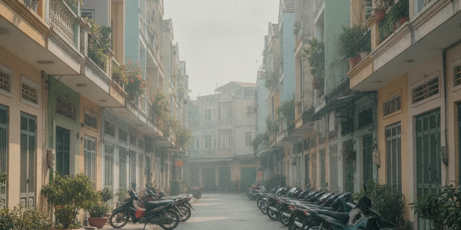 Ảnh một con phố nhà ống ở Việt Nam, minh họa đất ở là loại duy nhất trong nhóm đất phi nông nghiệp được xây nhà để ở